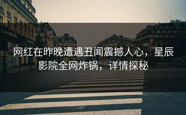 网红在昨晚遭遇丑闻震撼人心，星辰影院全网炸锅，详情探秘