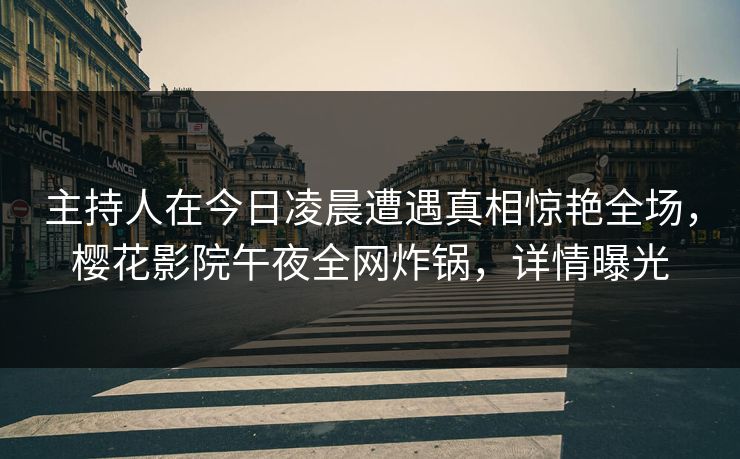 主持人在今日凌晨遭遇真相惊艳全场，樱花影院午夜全网炸锅，详情曝光