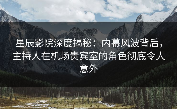 星辰影院深度揭秘：内幕风波背后，主持人在机场贵宾室的角色彻底令人意外
