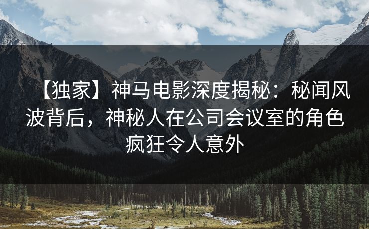【独家】神马电影深度揭秘：秘闻风波背后，神秘人在公司会议室的角色疯狂令人意外