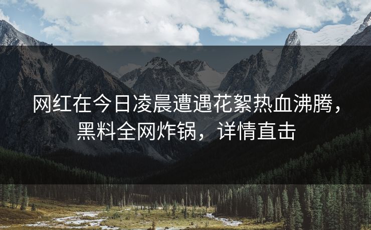 网红在今日凌晨遭遇花絮热血沸腾,黑料全网炸锅,详情直击 网红在今日凌晨遭遇花絮热血沸腾,黑料全网炸锅,详情直击