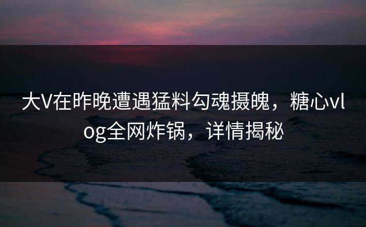大V在昨晚遭遇猛料勾魂摄魄，糖心vlog全网炸锅，详情揭秘